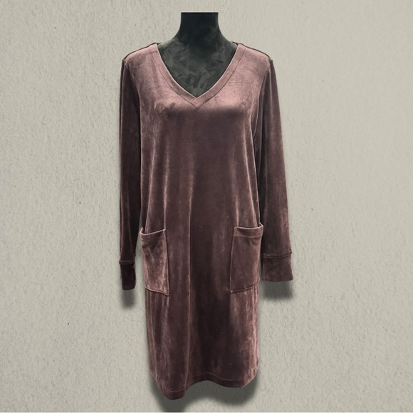 J.JILL VELOUR V-NECK TUNIC DRESS - Picture 2 of 6